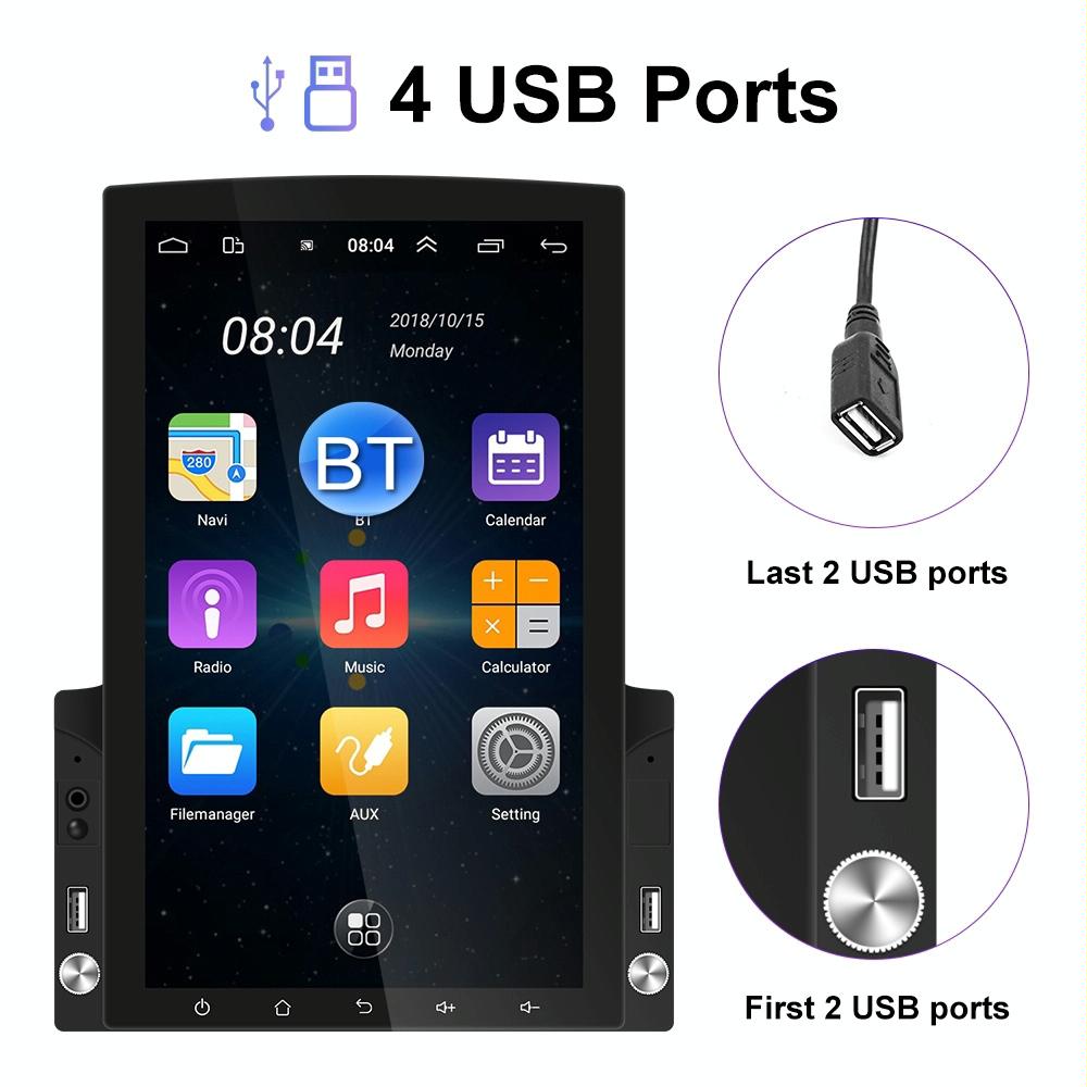 9.7 Inch Vertical Screen Android Car Mp5 Player With Hd 2.5D Glass Navigation And 12-Light Camera