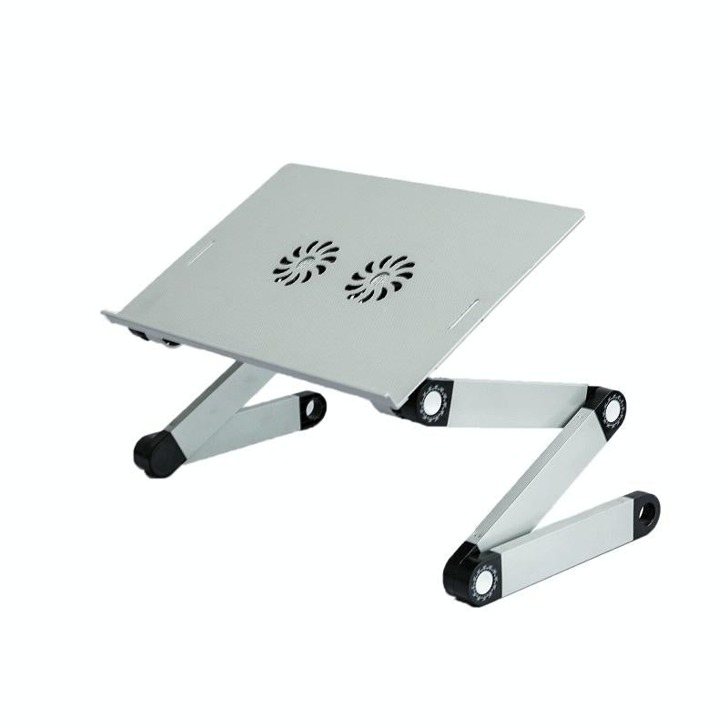 Foldable Laptop Desk with Fan &amp; Mouse Board - Aluminum Alloy Height-adjustable