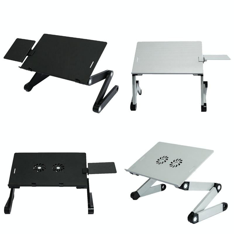 Foldable Laptop Desk with Fan & Mouse Board - Aluminum Alloy Height-adjustable