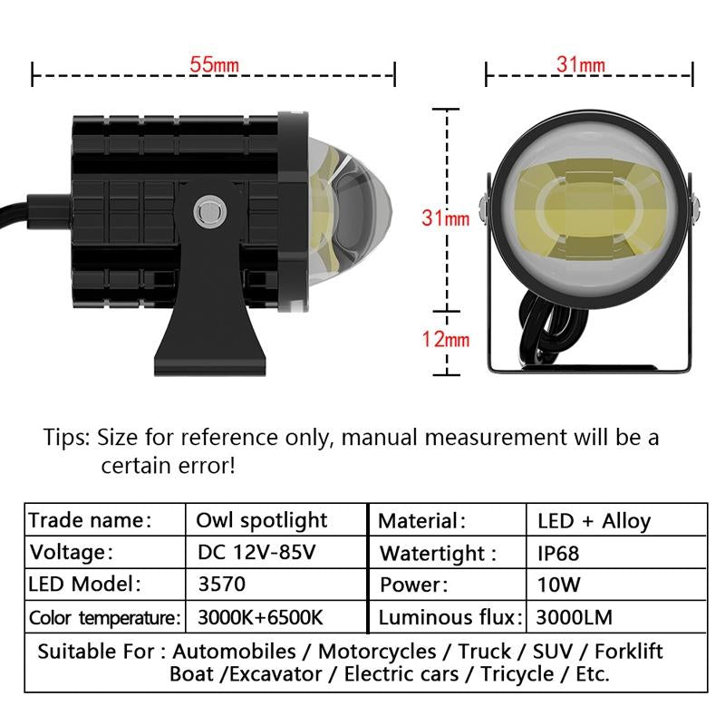 1Pair 12V - 85V Motorcycle Headlights Dual - Colour Automotive Led Working Headlights Colour: White + White Light With Flashing - White + White Light With Flashing