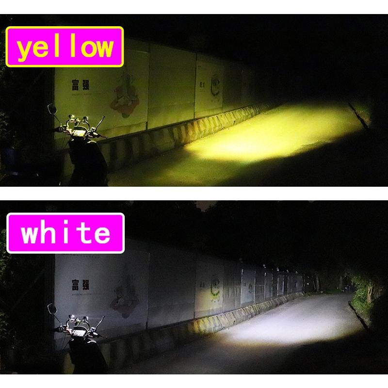 1Pair 12V - 85V Motorcycle Headlights Dual - Colour Automotive Led Working Headlights Colour: White + White Light With Flashing - White + White Light With Flashing