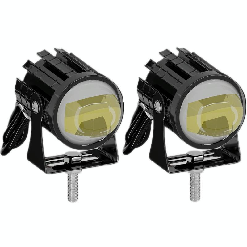 1Pair 12V - 85V Motorcycle Headlights Dual - Colour Automotive Led Working Headlights Colour: White + White Light With Flashing - White + White Light With Flashing