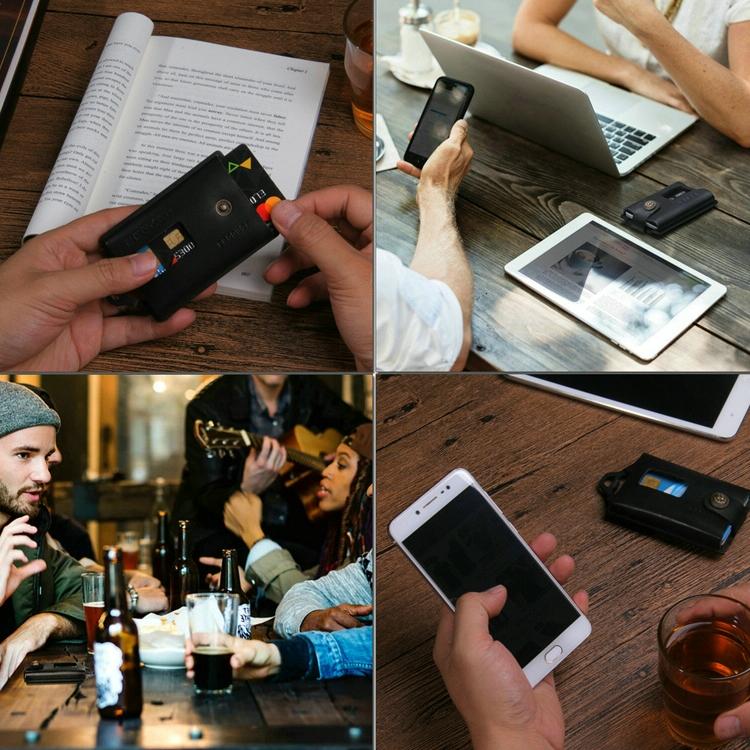Stainless Steel Edc Wallet Coffee Leather Card Holder