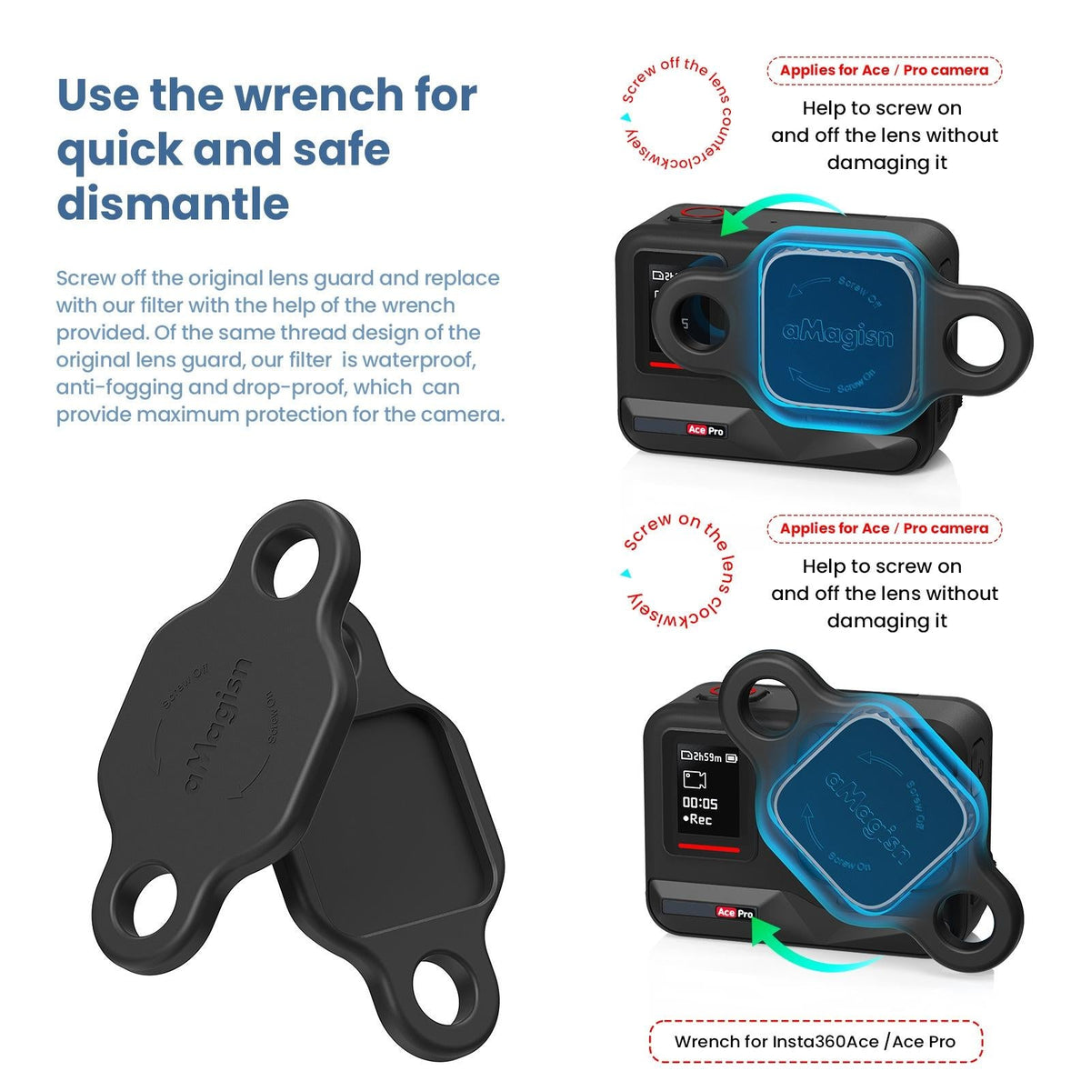 Waterproof Protective Goggles for Sports Camera - Magisn - For Insta360 Ace Pro Nd8+Nd16+Nd32+Nd64