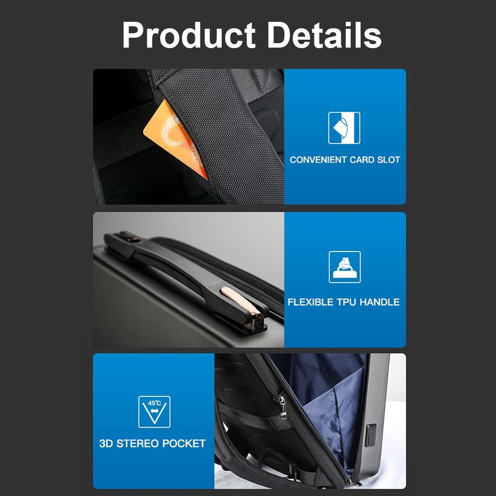 Waterproof Expandable Backpack with Usb Charging - Black Password Protected