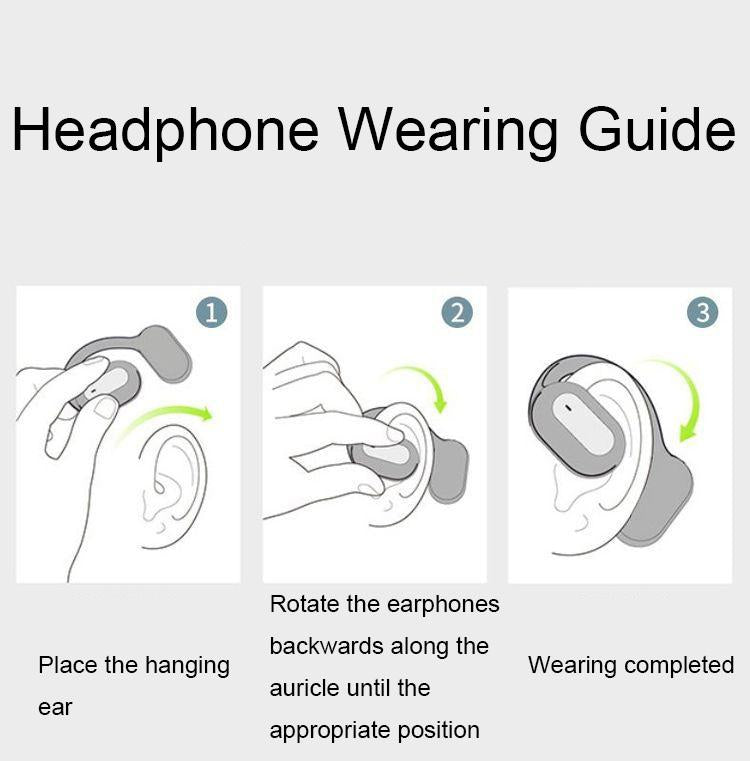 Wireless Bluetooth 5.2 Earphones with Noise Reduction Ear-mounted Design - White Bag With Accessories