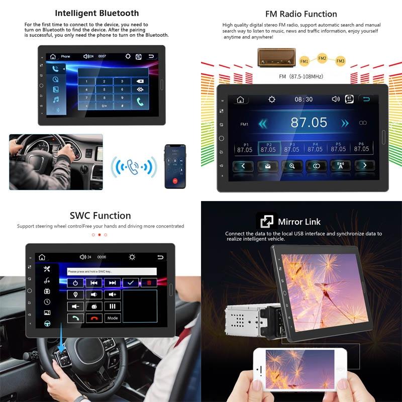 10.1 Inch Full Screen Car Mp5 Player With Wired Carplay - Standard + 12 Light Camera