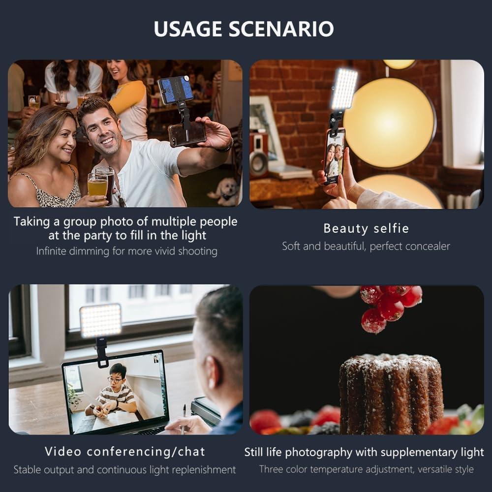 Rechargeable Clip Fill Light - 60 Leds 3 Light Modes Front & Back Clip a Type Blue - B Type White