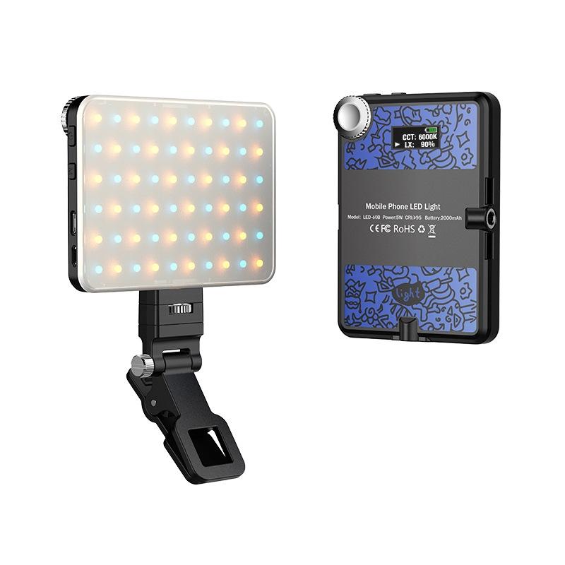 Rechargeable Clip Fill Light - 60 Leds 3 Light Modes Front & Back Clip a Type Blue - B Type White