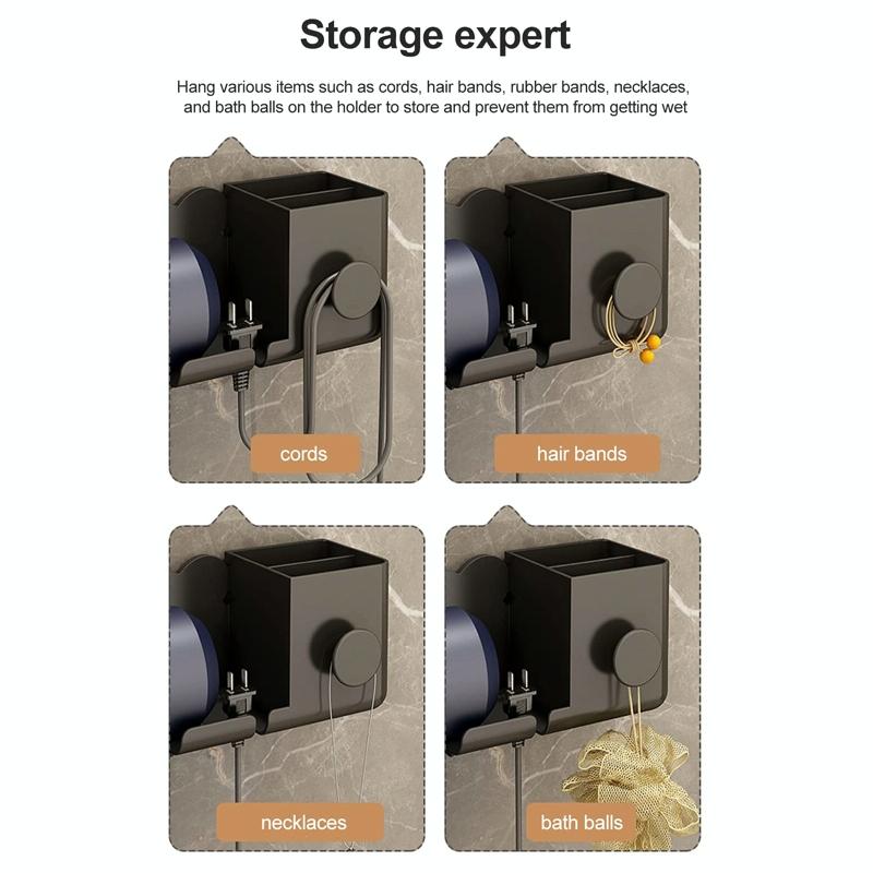 Wall Mounted Holder For Dyson Hair Dryer Bathroom Storage Rack Simple Black - Upgrade White