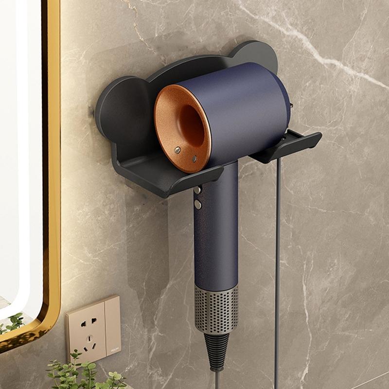 Wall Mounted Holder For Dyson Hair Dryer Bathroom Storage Rack Simple Black - Upgrade White