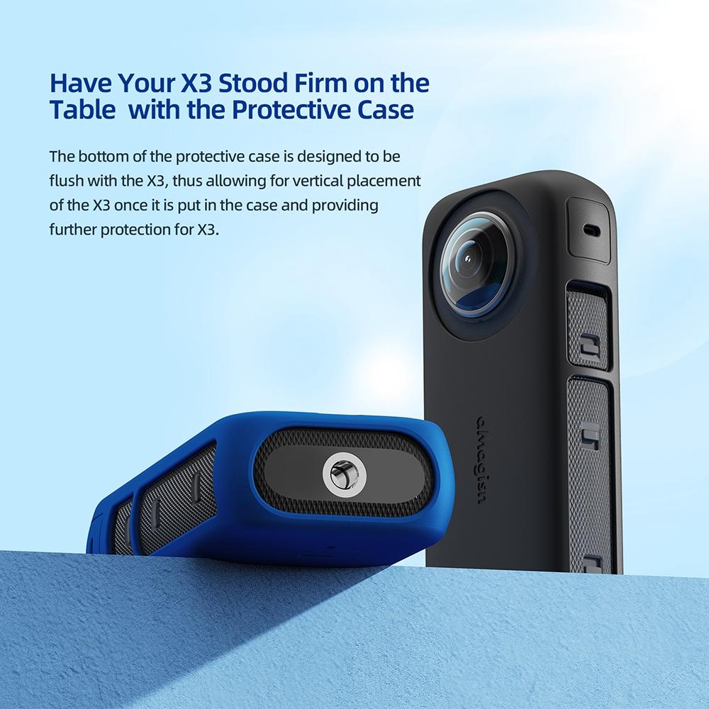 Amagisn Silicone Protective Cover for Insta360 X3 Body - Body Case (Blue)