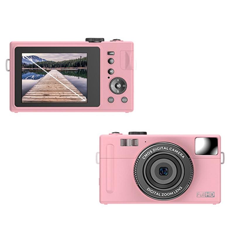 3.0 Hd Children's Digital Camera with 48mp & 3 Screen - Pink + Card Reader