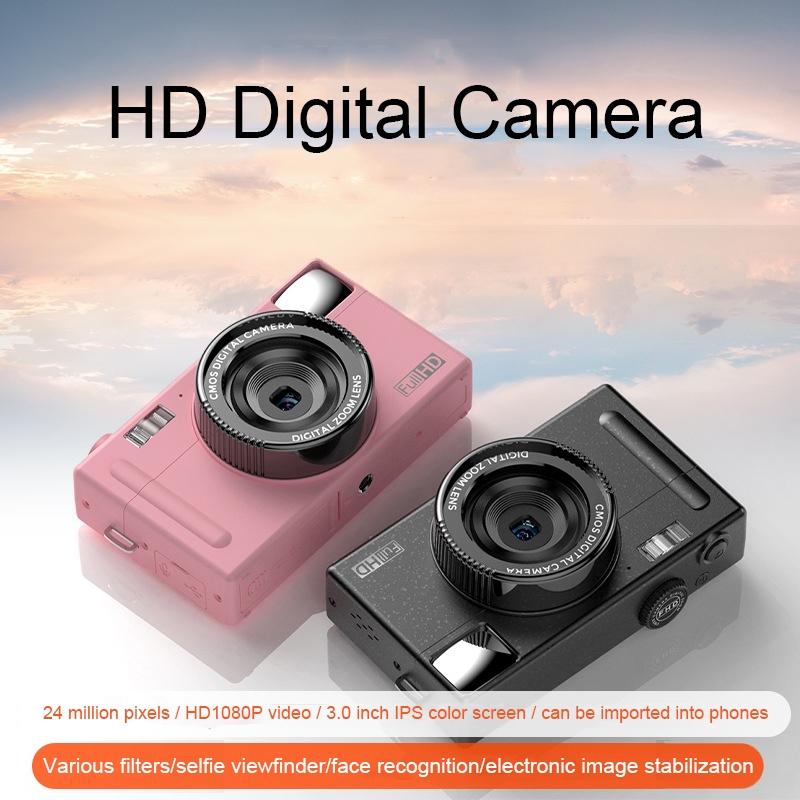 3.0 Hd Children's Digital Camera with 48mp & 3 Screen - Pink + Card Reader