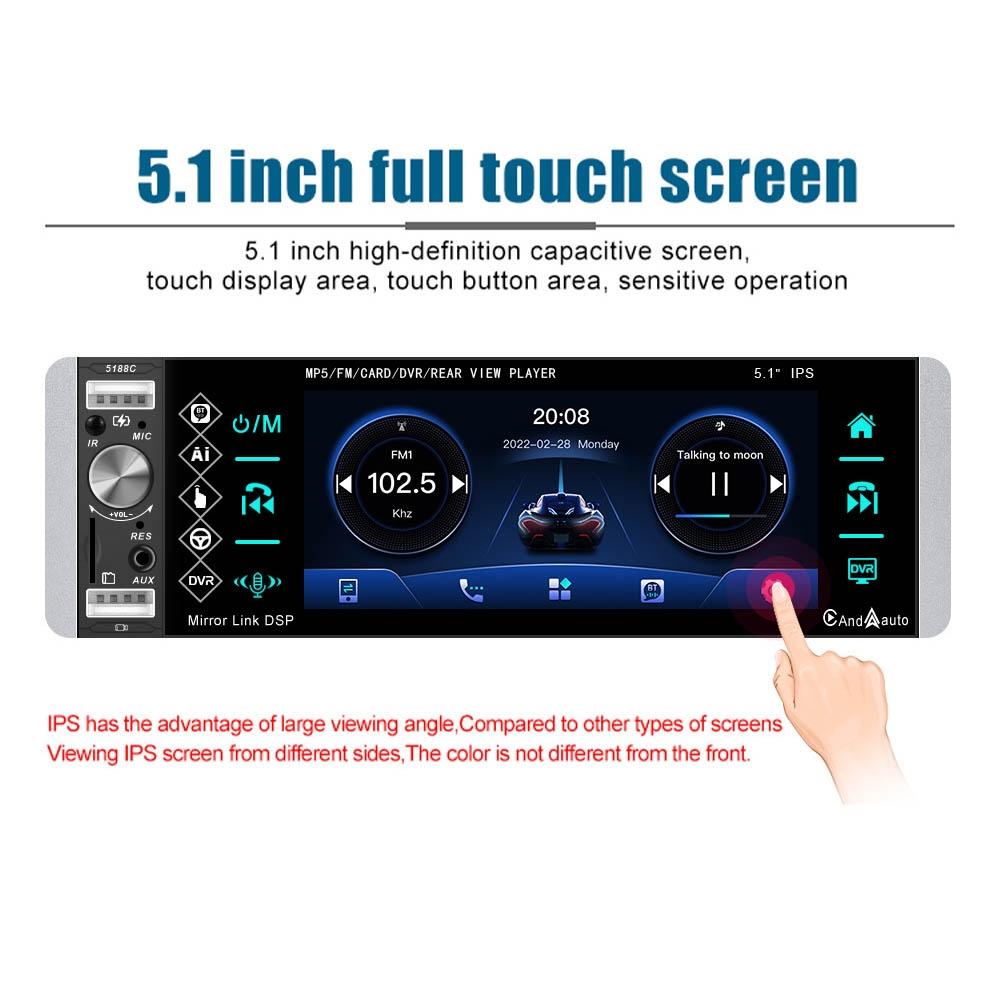 5.1 Inch Ips Capacitive Carplay Player + 12 Light Camera - Standard