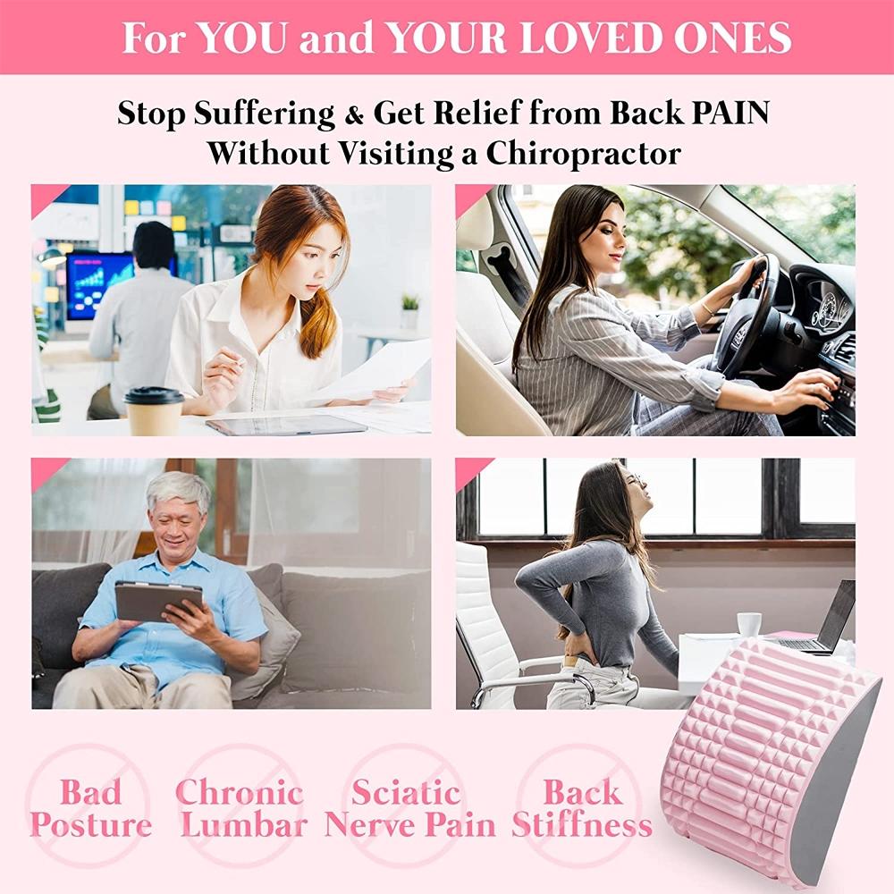 Blue Lumbar Massager For Spinal Stretching And Relaxation - Solid Colour Pink