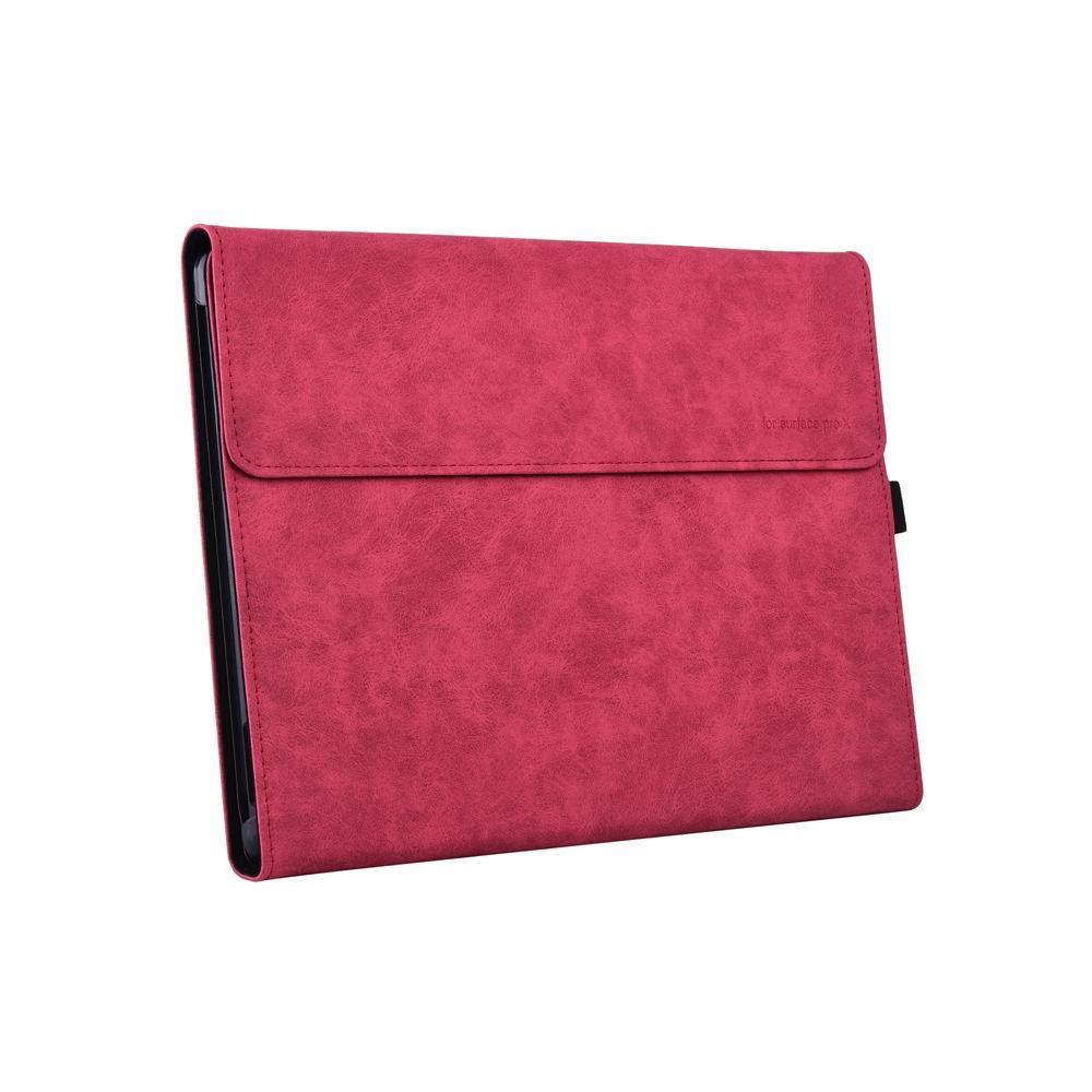 Rose Red Leather Tablet Case For Microsoft Surface Pro X - 13 Inch