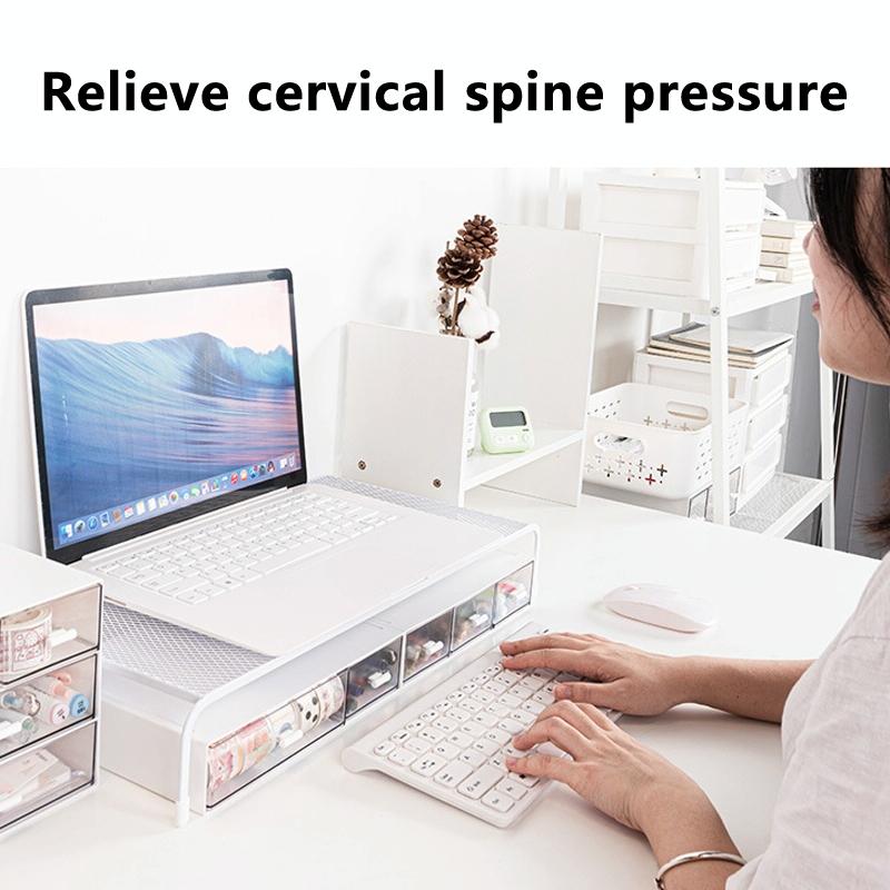 Desk Organizer Bracket for Elevated Computer Monitor - Wrought Iron - Double Layer Split