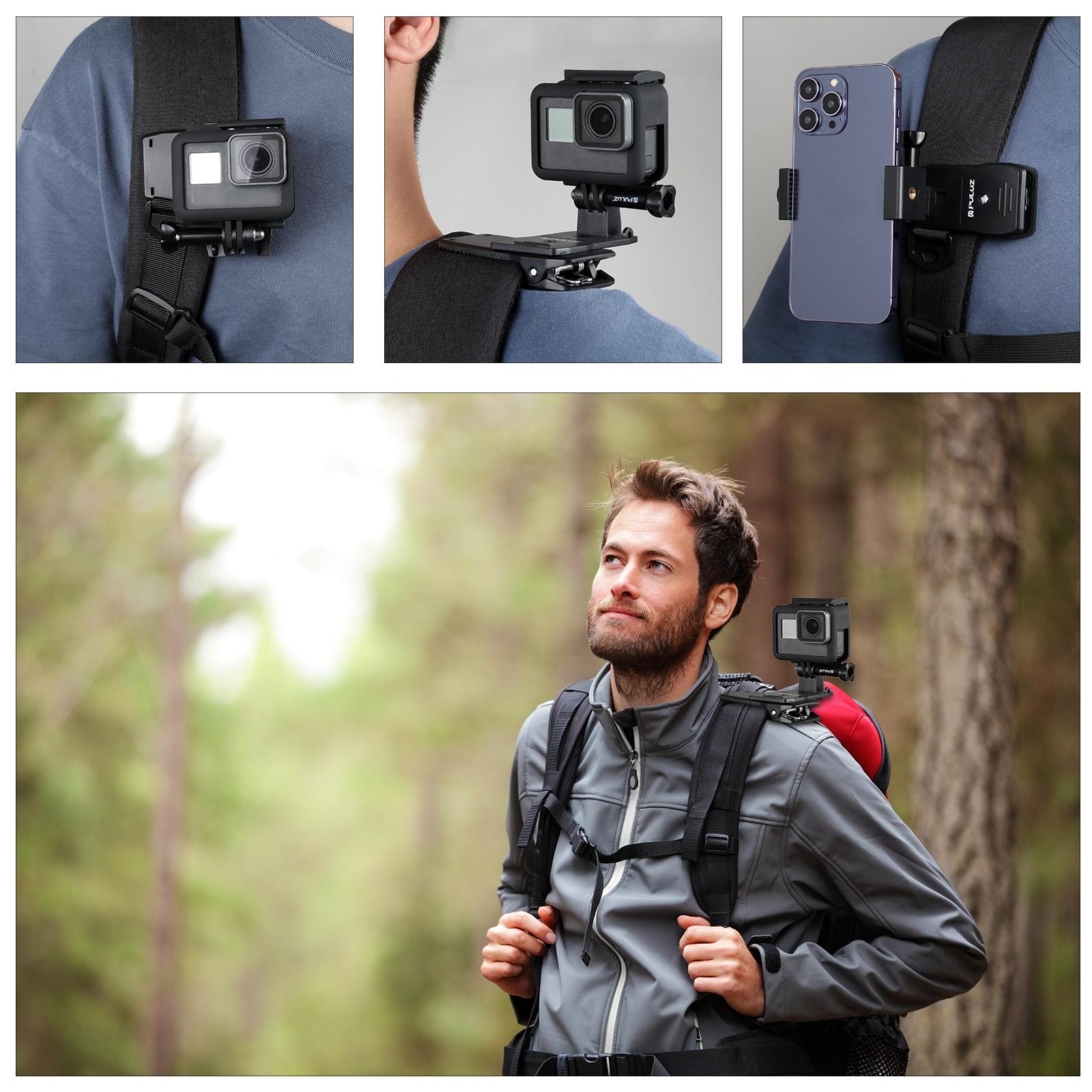 360 Degree Rotating Backpack Hat Mount with Phone Clamp Kit