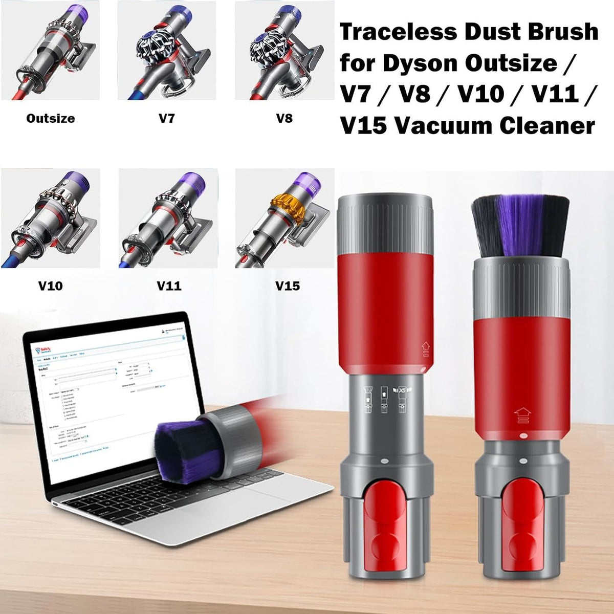 Soft Bristle Dusting Brush for Dyson Vacs V7-v15