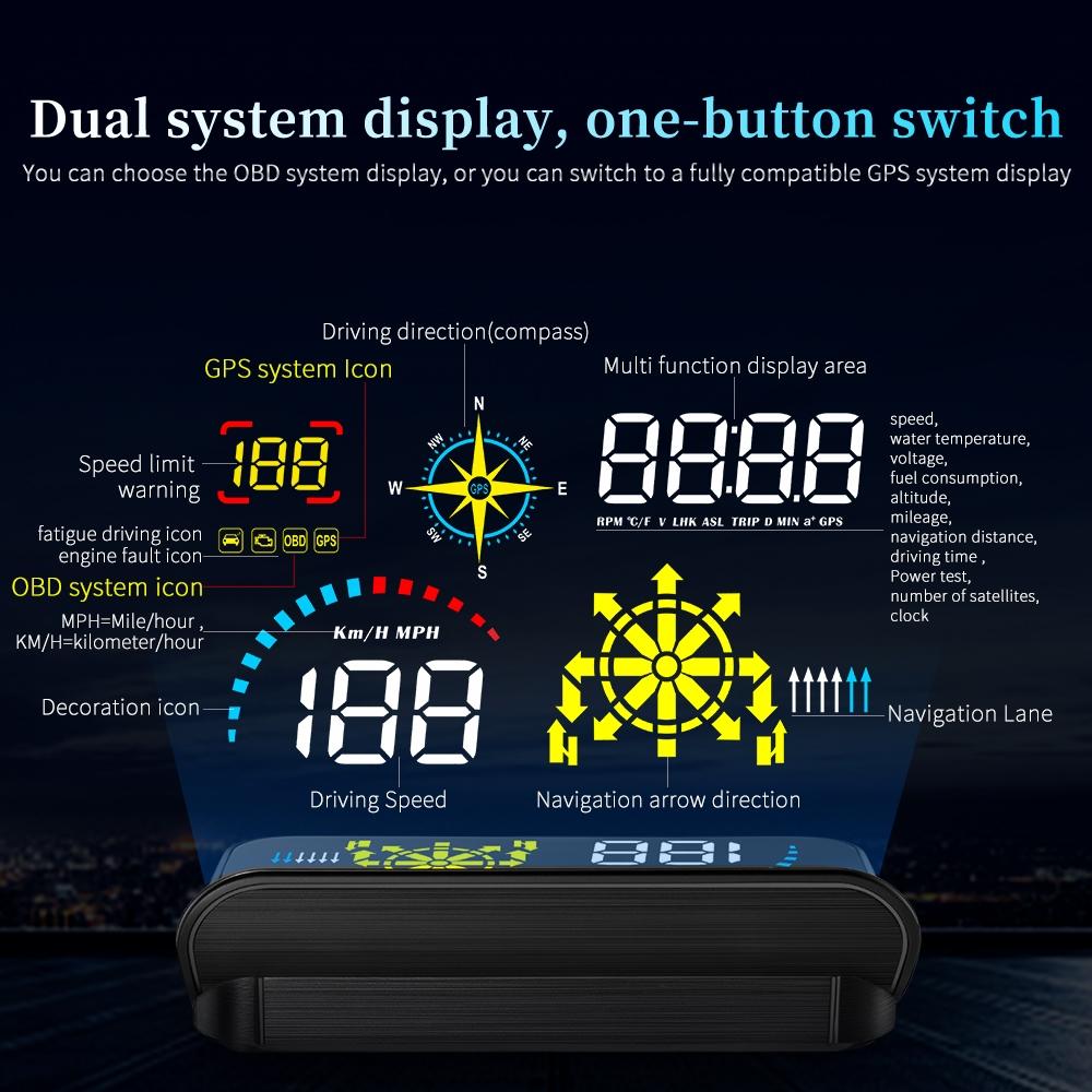 Hud Car Speed Meter For Gps Navigation Display
