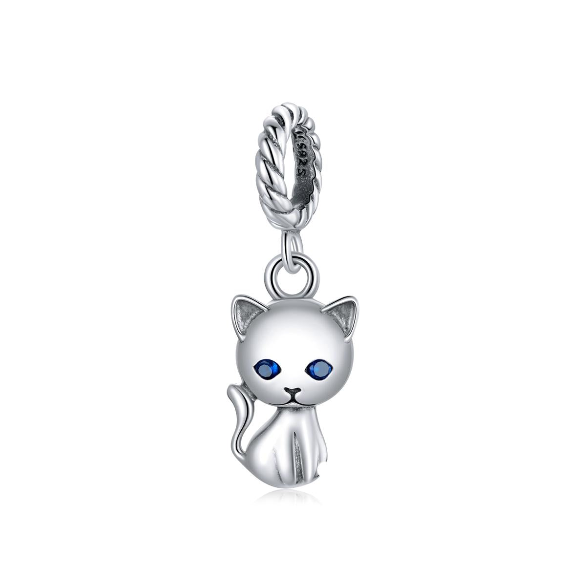 925 Sterling Silver Adorable Cat Pendant For Diy Bracelets & Necklaces