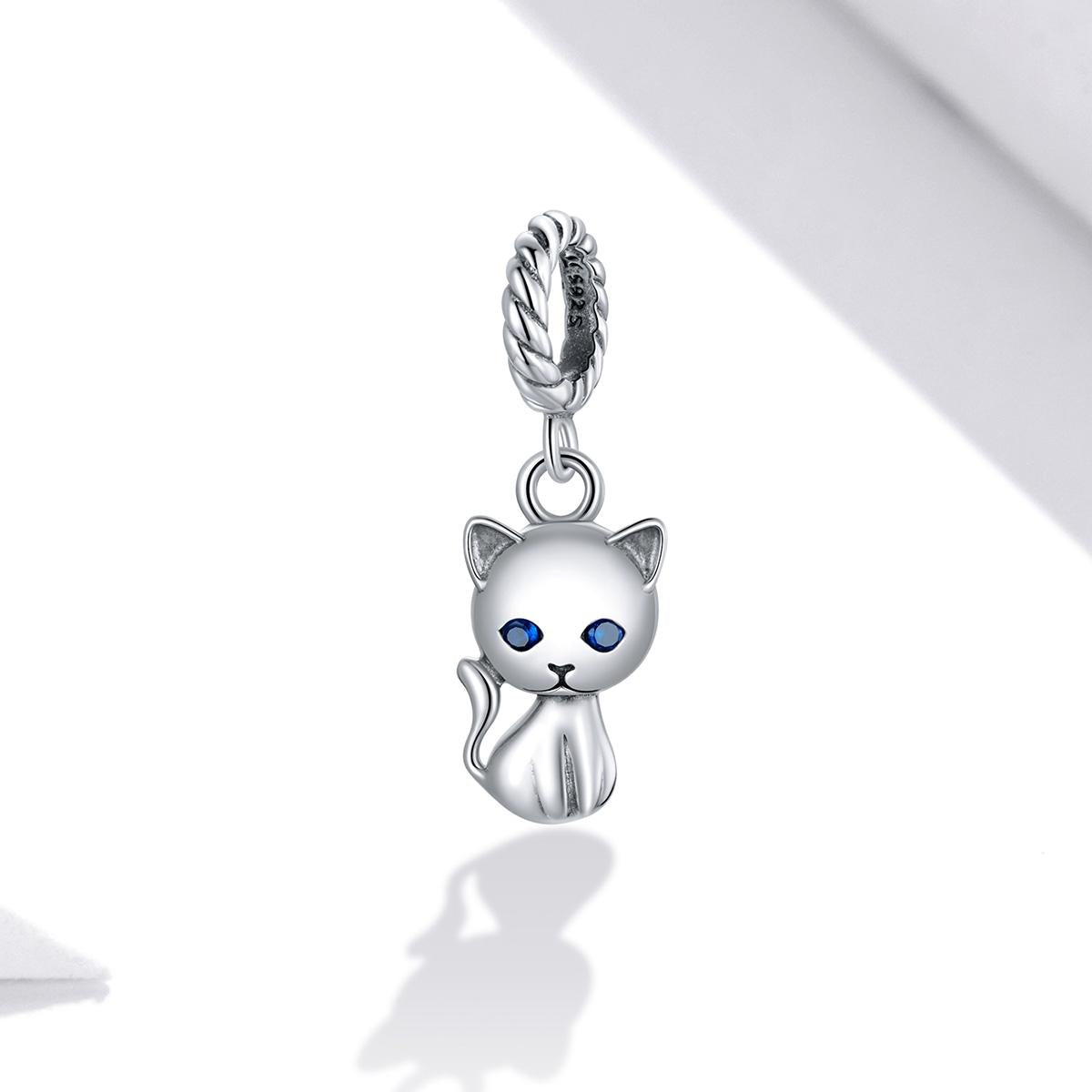 925 Sterling Silver Adorable Cat Pendant For Diy Bracelets & Necklaces
