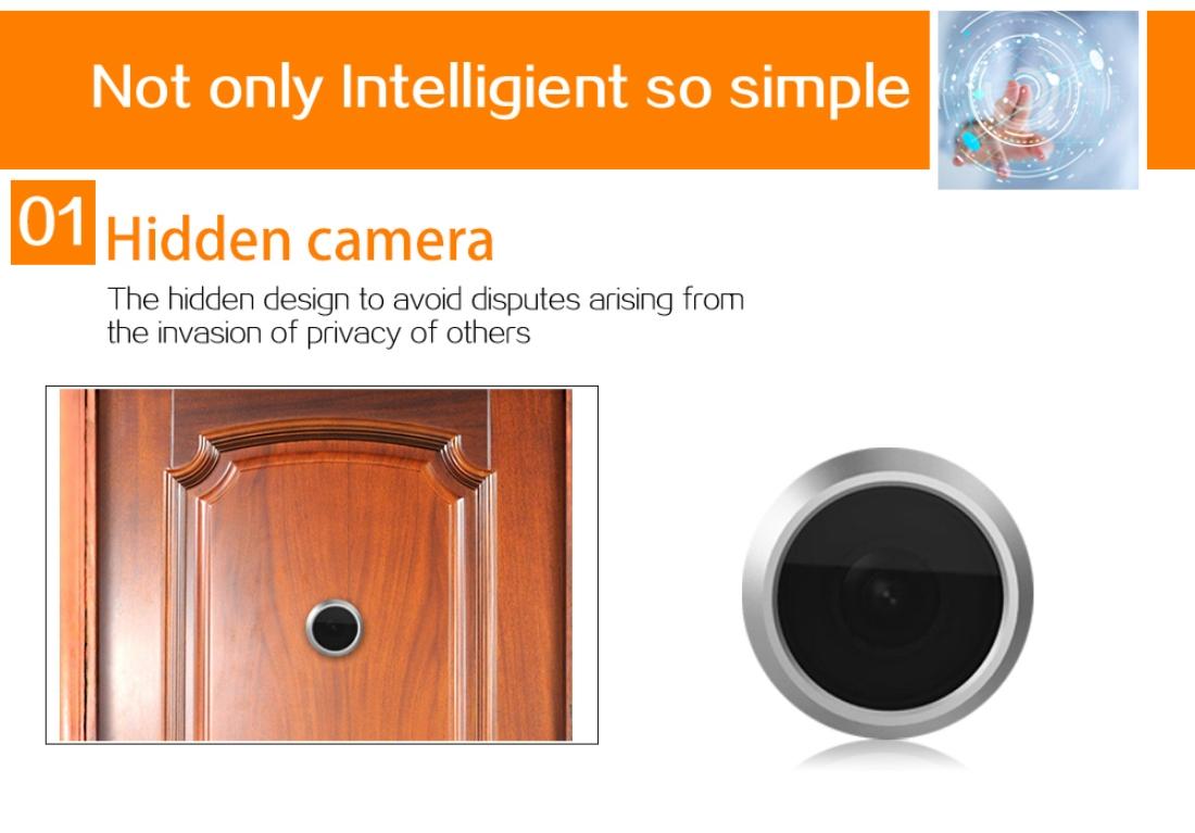 3 Screen 1.0Mp Security Camera With Door Peephole & Tf Card Support - Black