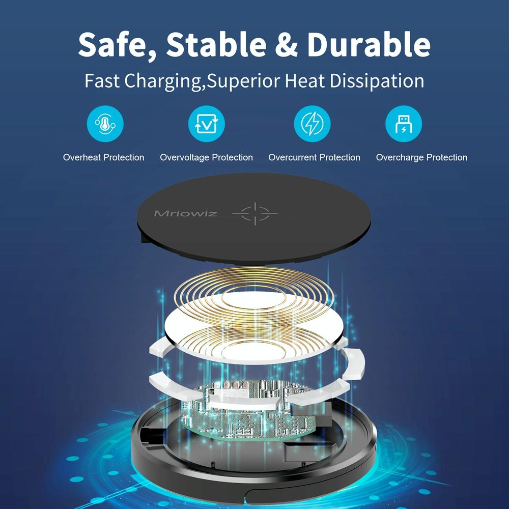 15W Desktop Magsafe Magnetic Wireless Charger With Usb C Cable