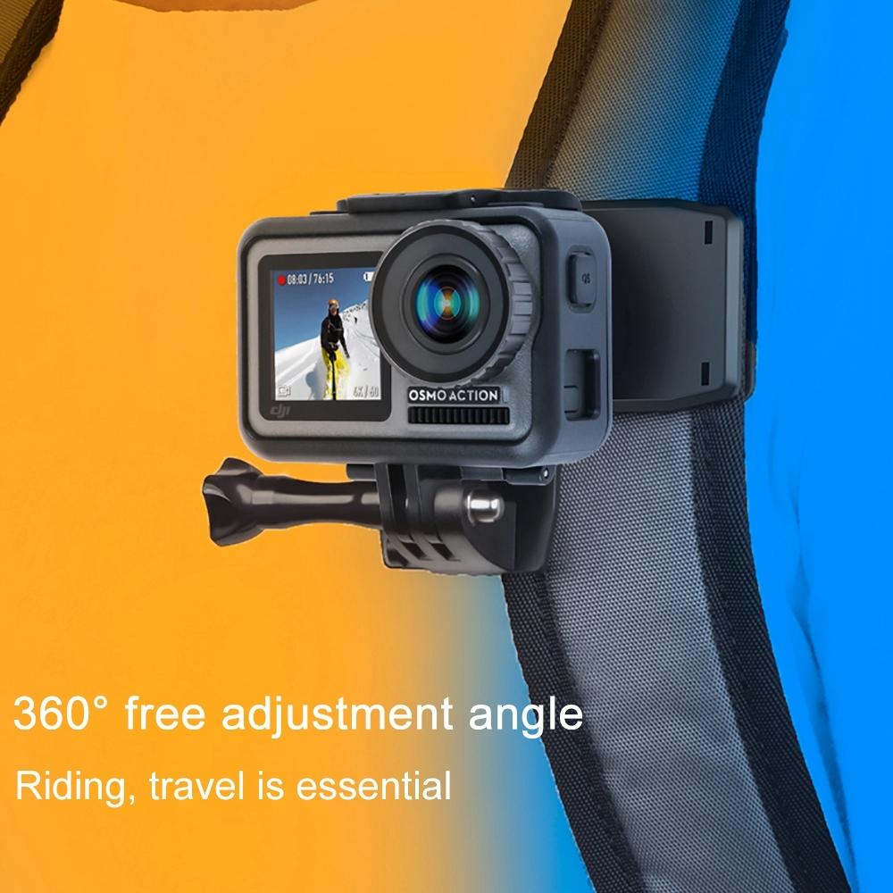 360 Degree Backpack Mount for Gopro Dji and Other Action Cameras - Rotating Clip Clamp