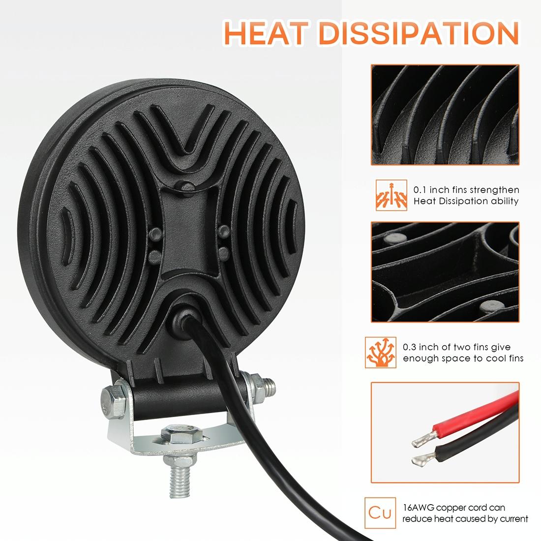 2 Pcs 4 Inch 15W Spot / Flood Light White Light Round - Shaped Waterproof Car Suv Work Lights Spotlight Led Bulbs Dc 9 - 30V