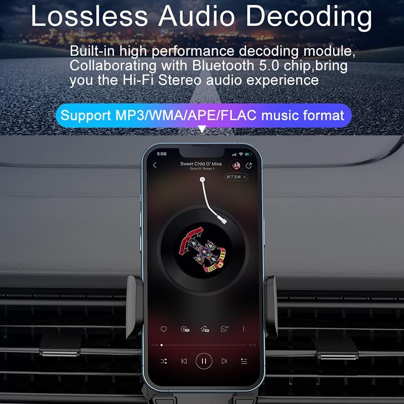 Bluetooth 5.0 Car Mp3 Player Fm Transmitter & Phone Holder