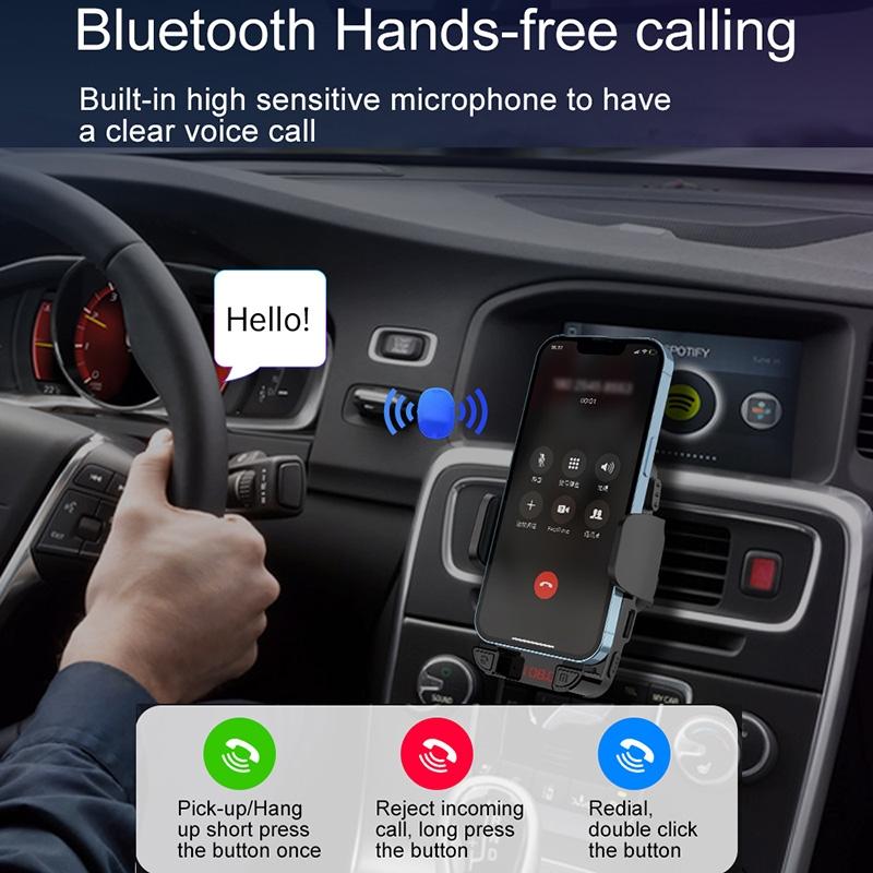 Bluetooth 5.0 Car Mp3 Player Fm Transmitter & Phone Holder