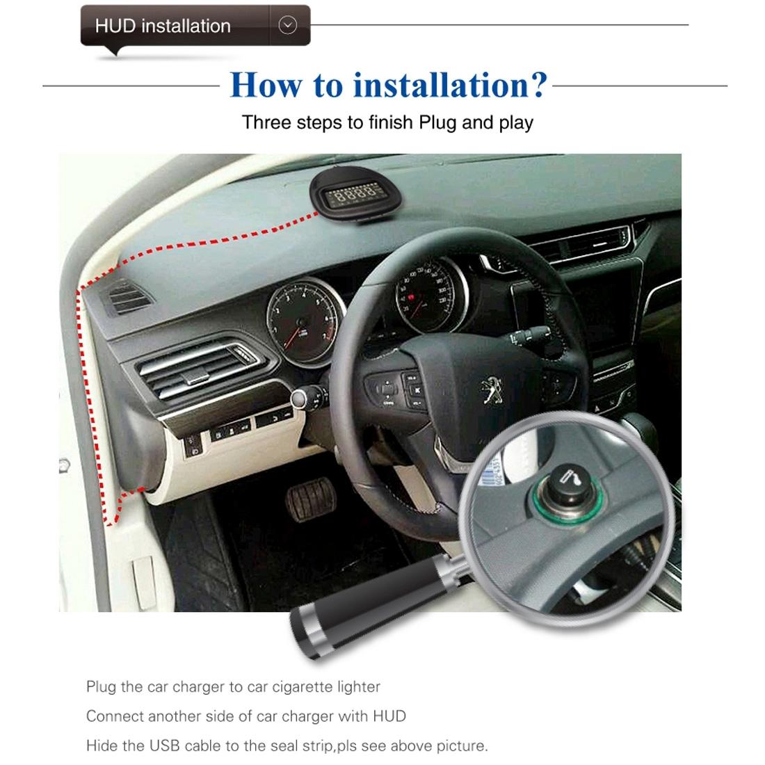 2.0 Inch Car Gps Hud Head Up Display Speed Altitude & Alarm Auto Sleep Satellite Signal