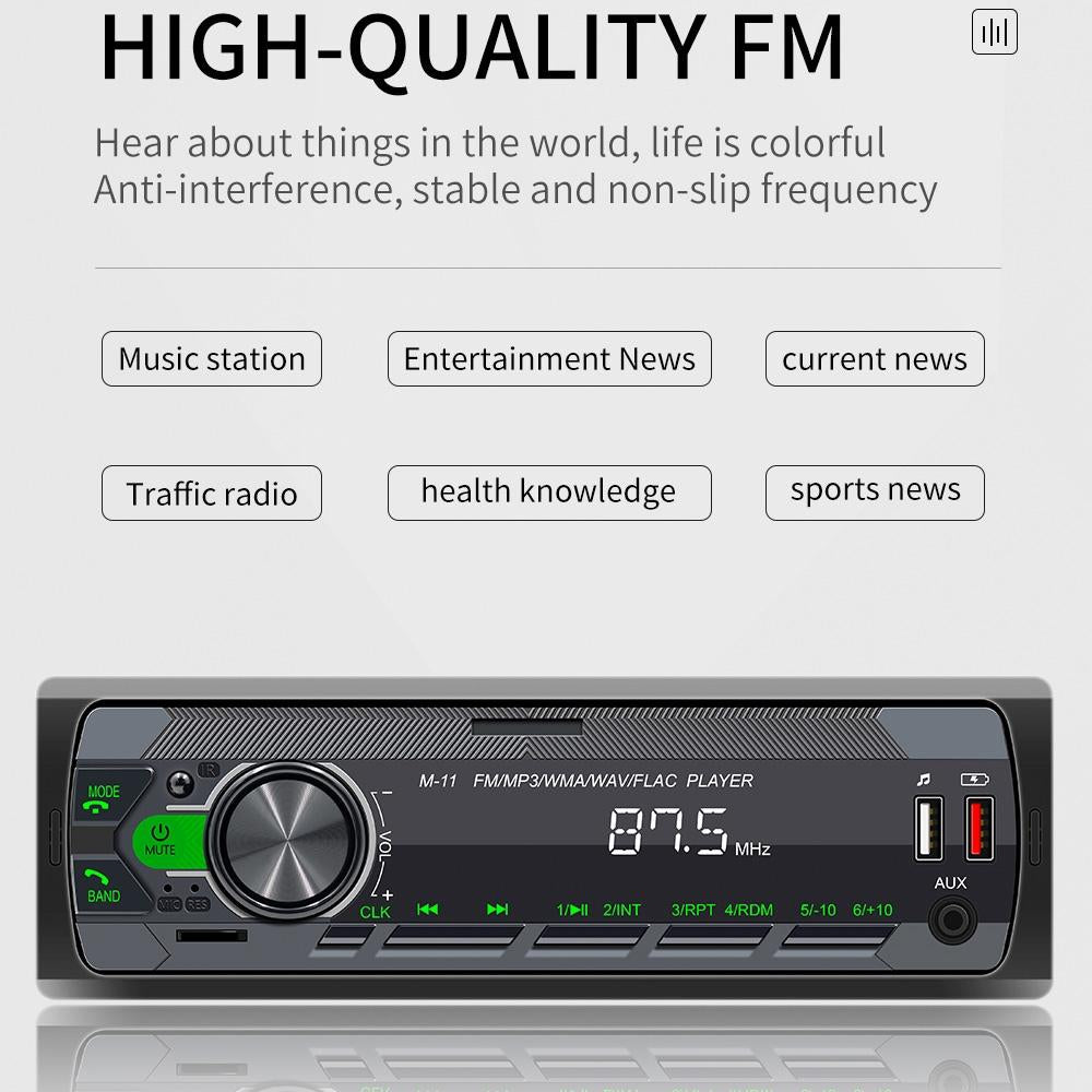 Bluetooth Car Mp3 Player - Fm Radio Tf Card Mobile Phone Interconnection - M11