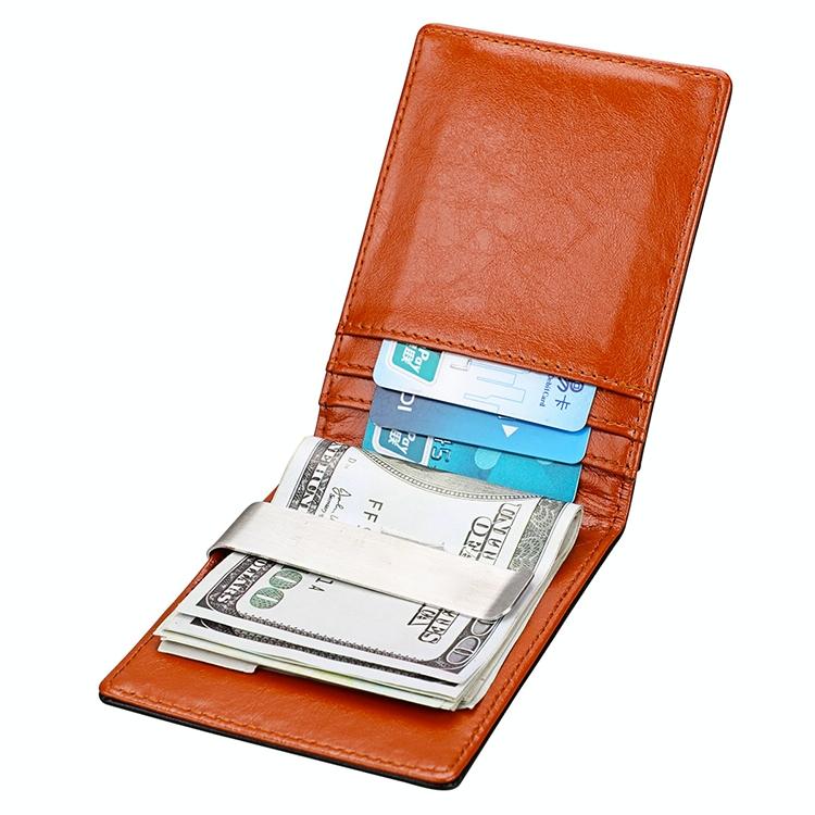 Mini Crazy Horse Leather Rfid Wallet - Antimagnetic