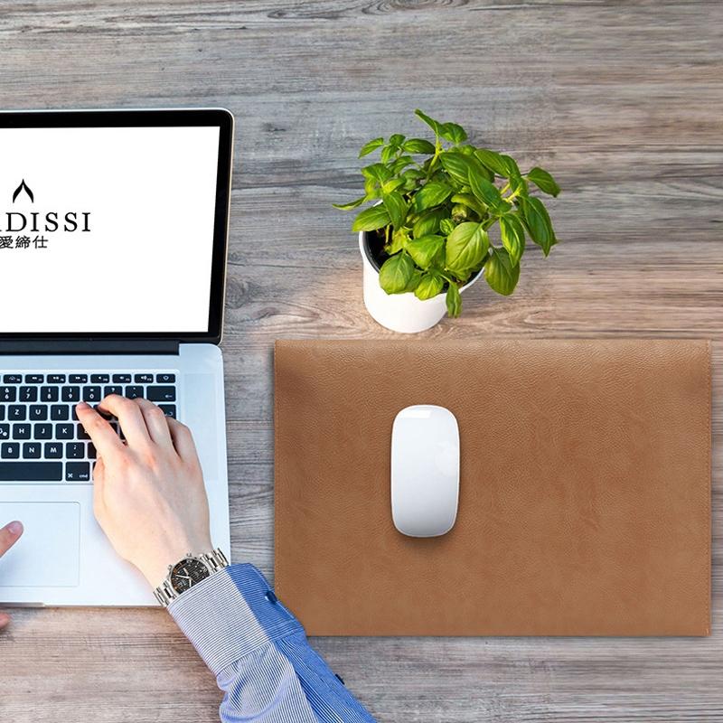 13.3 Inch Laptop Sleeve & Power Bag - Litchi Pattern Pu Leather Dark Brown