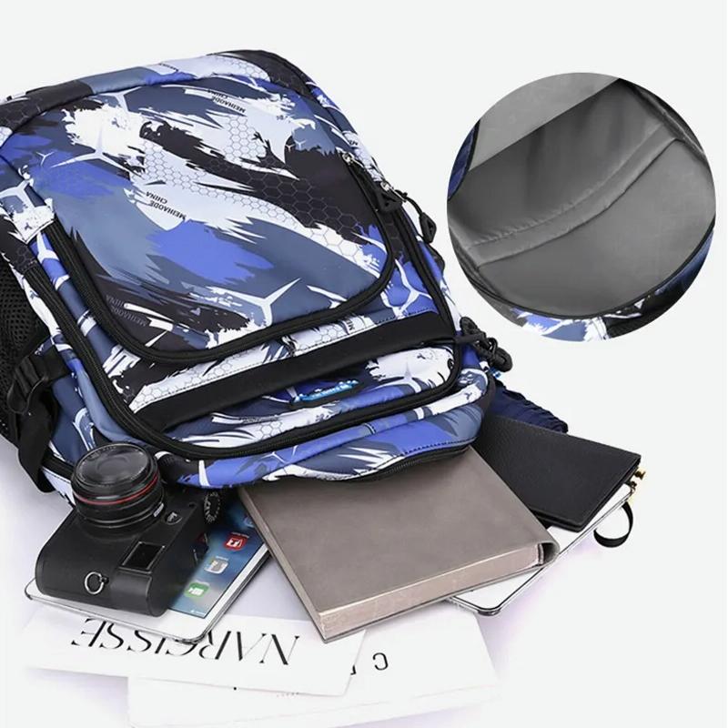 Lightweight 2-in-1 Backpack and Chest Bag for Men - Blue Football - Brown Football