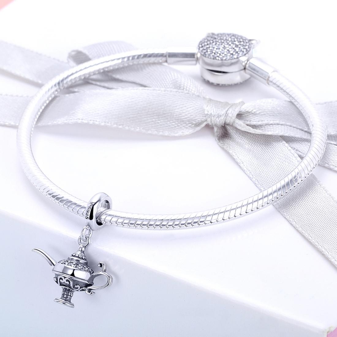 925 Sterling Silver Beaded Magic Lamp Bracelet Charm