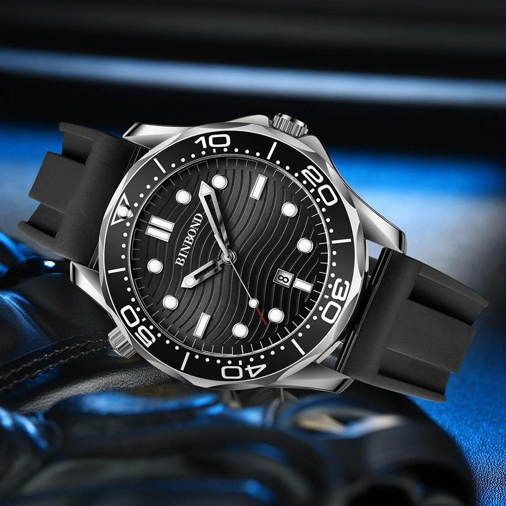 Waterproof Men Sports Watch - Inter-gold Blue Surface Binbond B2820 Luminous