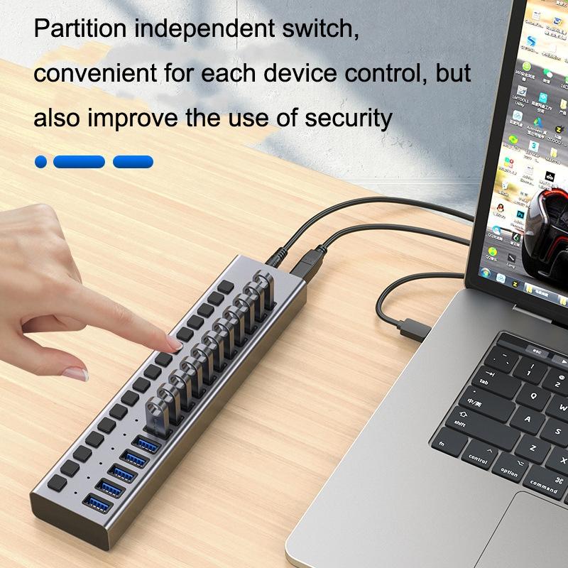 Aluminum Usb3.0 7-Port Docking Hub For Computer Camera