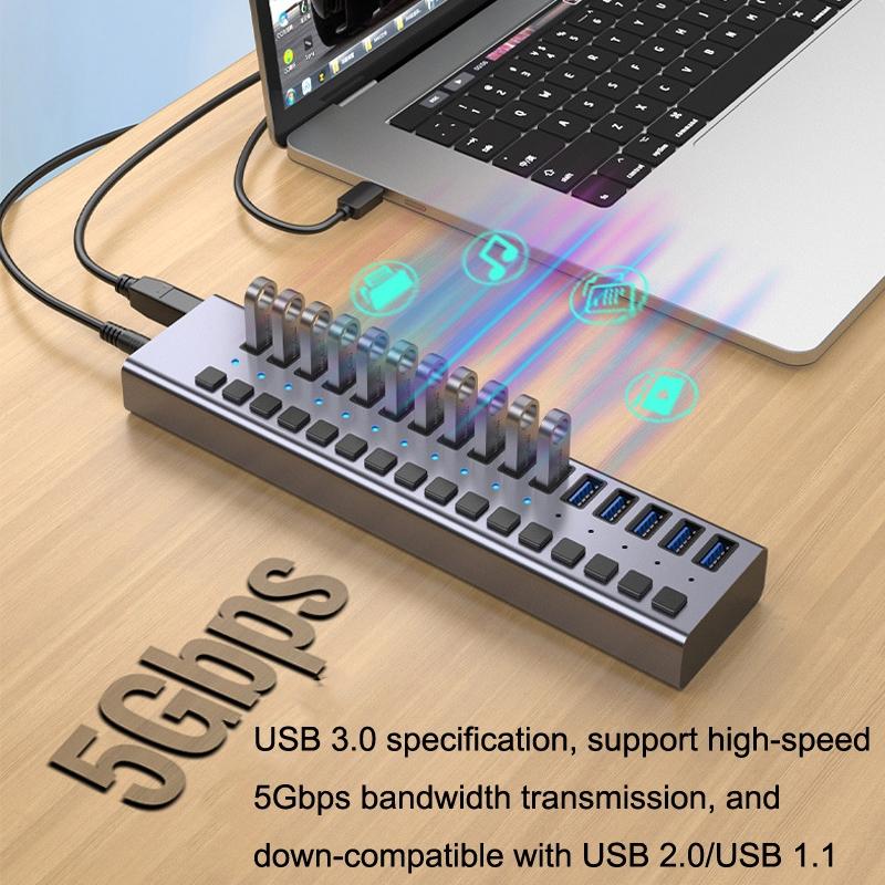 Aluminum Usb3.0 7-Port Docking Hub For Computer Camera