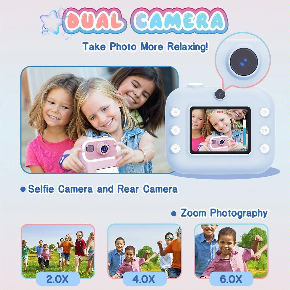 Blue Children'S Thermal Camera With Dual-Camera 1080P Hd 2400W Pixel 2.4-Inch Display - Blue+32Gb
