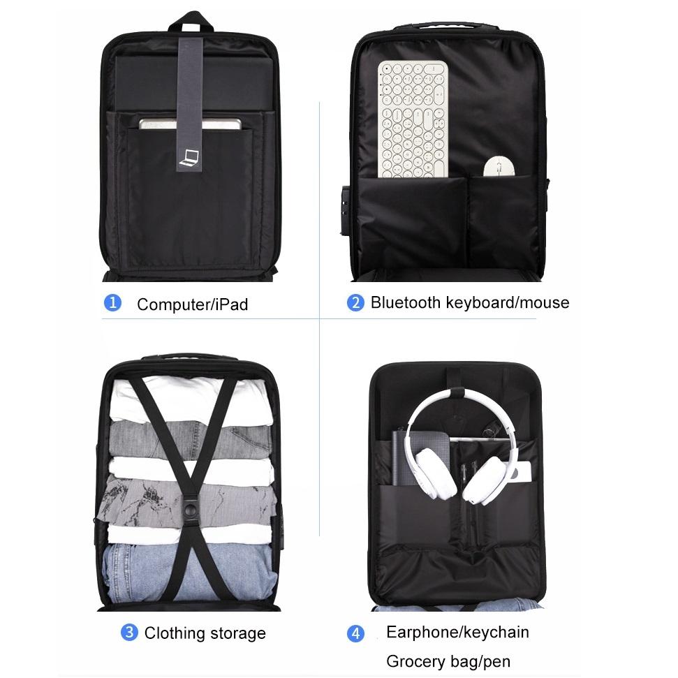 Anti-theft Hard Shell Backpack for Men - Black