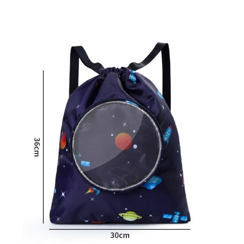 Blue Waterproof Drawstring Beach Bag L Size For Kids Wet & Dry Separation Shoulder Strap - Blue S