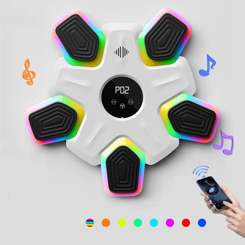 Bluetooth Music Boxing Machine - 4 Modes 9 Speeds Colourful Lights - With Kids Gloves Black