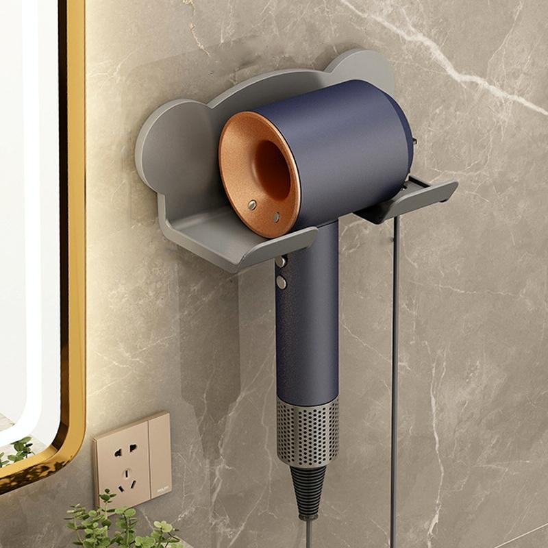 Wall Mounted Holder For Dyson Hair Dryer Bathroom Storage Rack Simple Black - Upgrade Black