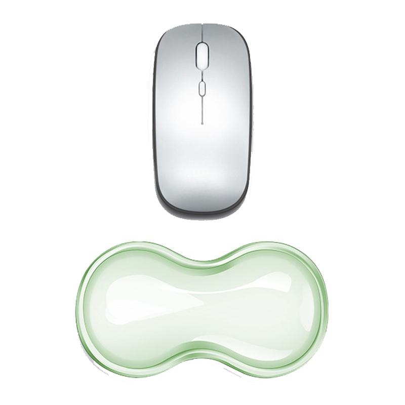 Large Green Silicone Keyboard Wrist Rest & Mouse Pad - Large Transparent Gray