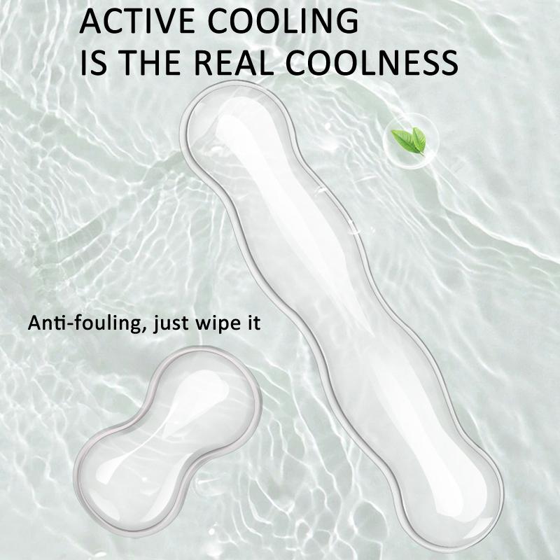 Large Green Silicone Keyboard Wrist Rest & Mouse Pad - Large Transparent Gray