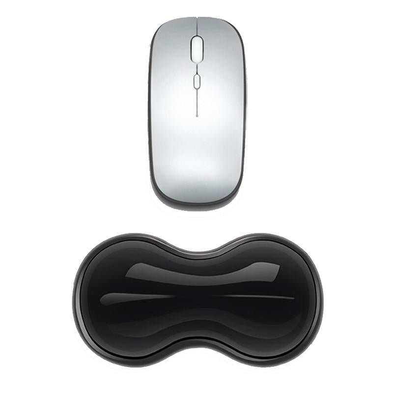 Large Green Silicone Keyboard Wrist Rest & Mouse Pad - Large Transparent Gray